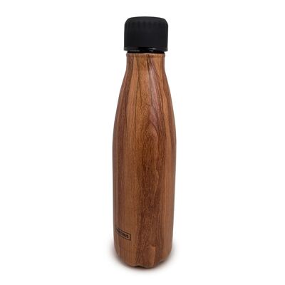 Double-walled stainless steel bottle: Wood