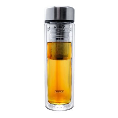 Double Wall Glass Bottle with Infuser for Tea