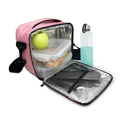 Thermal Food Bag with Shoulder Strap and Two Pockets: Pink