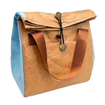 Borsa termica per alimenti con design in Tyvek alla fragola e dettagli di colore blu