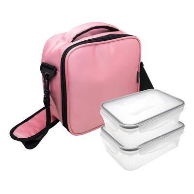 NERTHUS Pink Lunch Bag + 2 Airtight 500 ml and 1000 ml