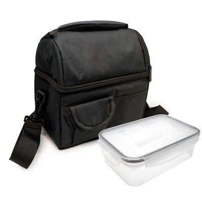 Thermische Lebensmitteltasche mit Doppelboden Farbe Schwarz + Hermetic von 1,2 Litern
