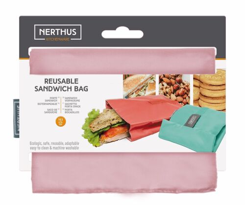 Bolsa Reutilizable para Sandwich Rosa Pastel