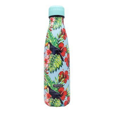 Flacon Perroquets et Toucans BLEU 500ml double paroi