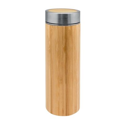 DOUBLE WALL steel tea thermos 360 ml bamboo