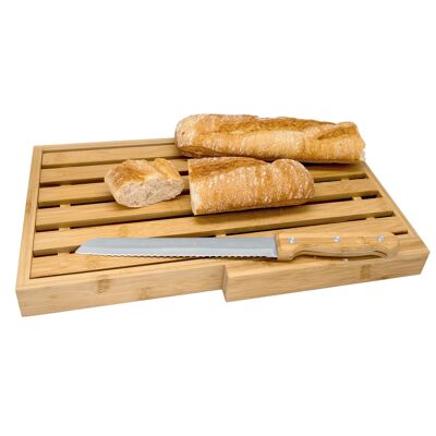 Bread cutting board with knife