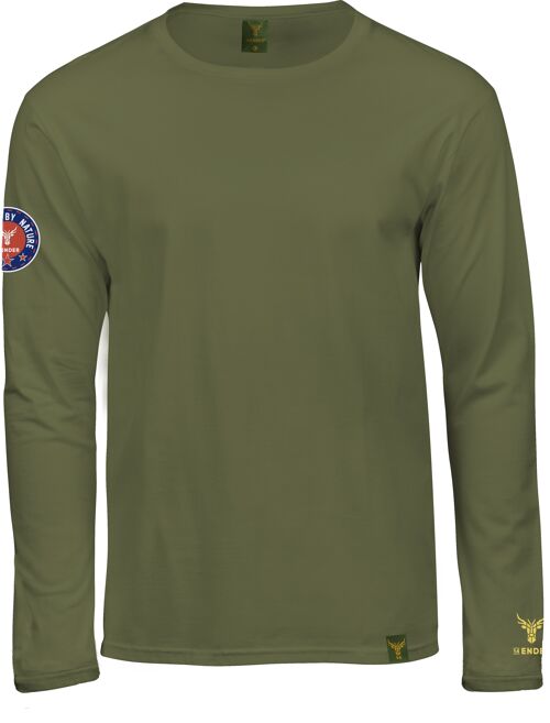 Long-Sleeved T-Shirt with 14 Ender Logo Angeled Olive