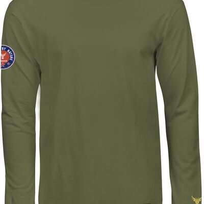 Long-Sleeved T-Shirt with 14 Ender Logo Angeled Olive