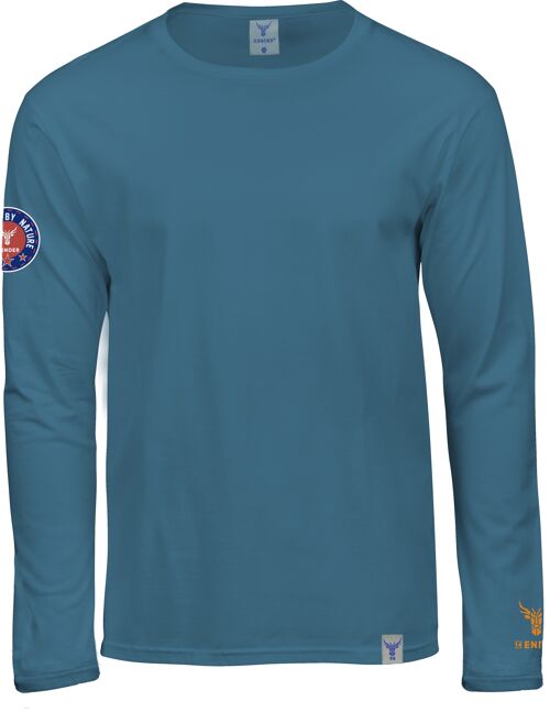 T-shirt long sleeve 14end logo angeled medium blue