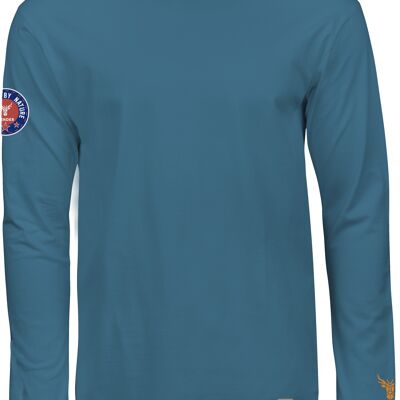 T-shirt manica lunga 14end logo angeled blu medio