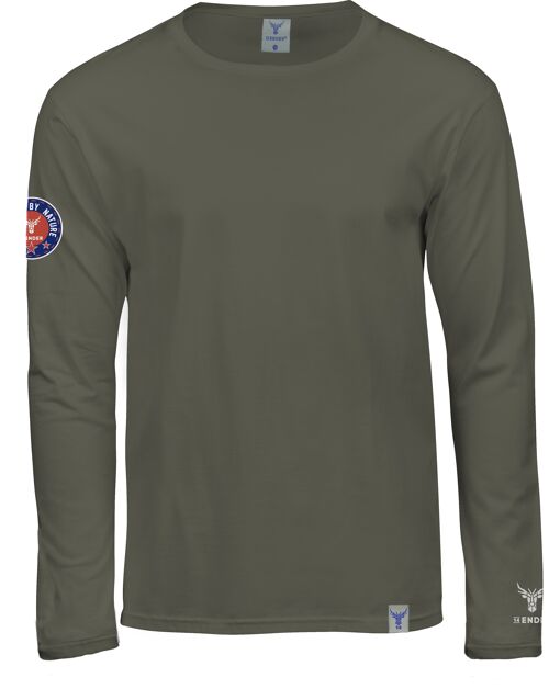 Long-Sleeved T-Shirt with 14 Ender Angeled Earth Green Logo