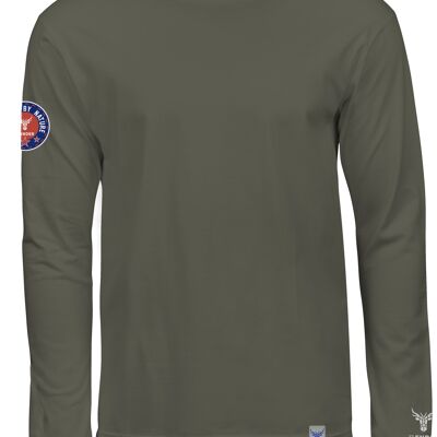 Long-Sleeved T-Shirt with 14 Ender Angeled Earth Green Logo