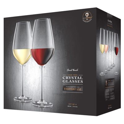 Final Touch Set mit 6 bleifreien Kristall-Weingläsern für den täglichen Gebrauch