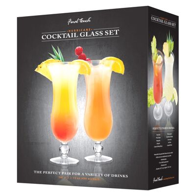 Final Touch Hurricane Cocktail Glass Set