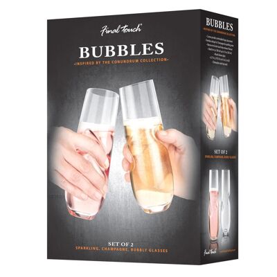 Final Touch Bubbles Lot de 2 verres à vin pétillant à champagne sans pied