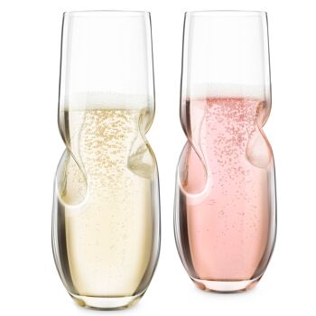 Final Touch Bubbles Lot de 2 verres à vin pétillant à champagne sans pied 4