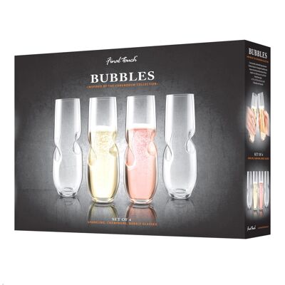 Final Touch Bubbles Stemless Champagne Sparkling Wine Glasses Set of 4