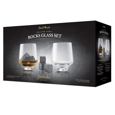 Final Touch Chilling Stone Rocks Glass Set - 8 Piece Set