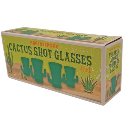 Pack de 4 vasos de chupito a medida de cactus