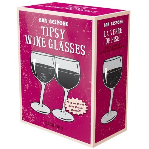 Tipsy Wine Glasses 2 Pk