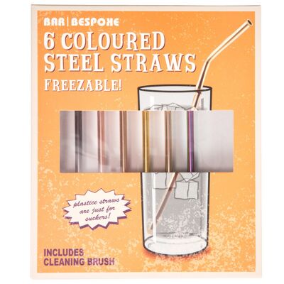 Bar Bespoke Coloured Steel Straws 6pk