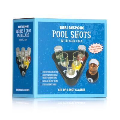 Bar Bespoke Pool Shots juego de 6 con bandeja