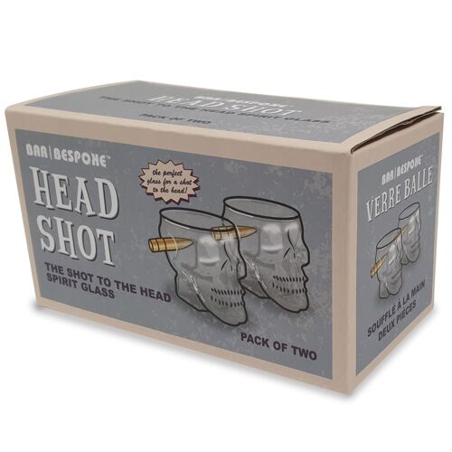Bar Bespoke Skull Head Shot Glasses, Pack 2.  Ideal for Halloween