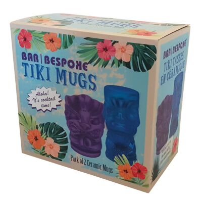 Bar Bespoke Tiki Mugs Pack de 2 Azul y Morado
