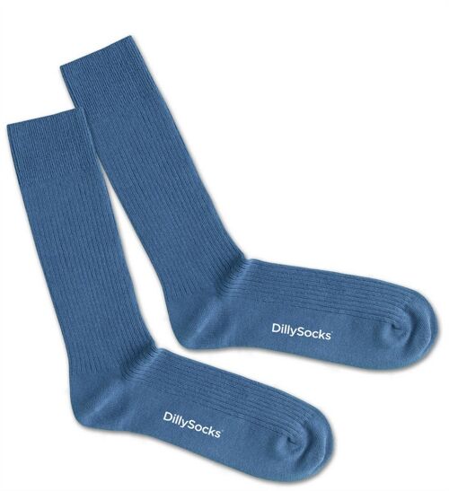 Ribbed Steel Blue Sock