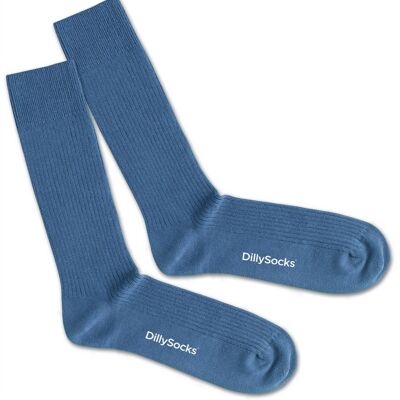 Ribbed Steel Blue Sock