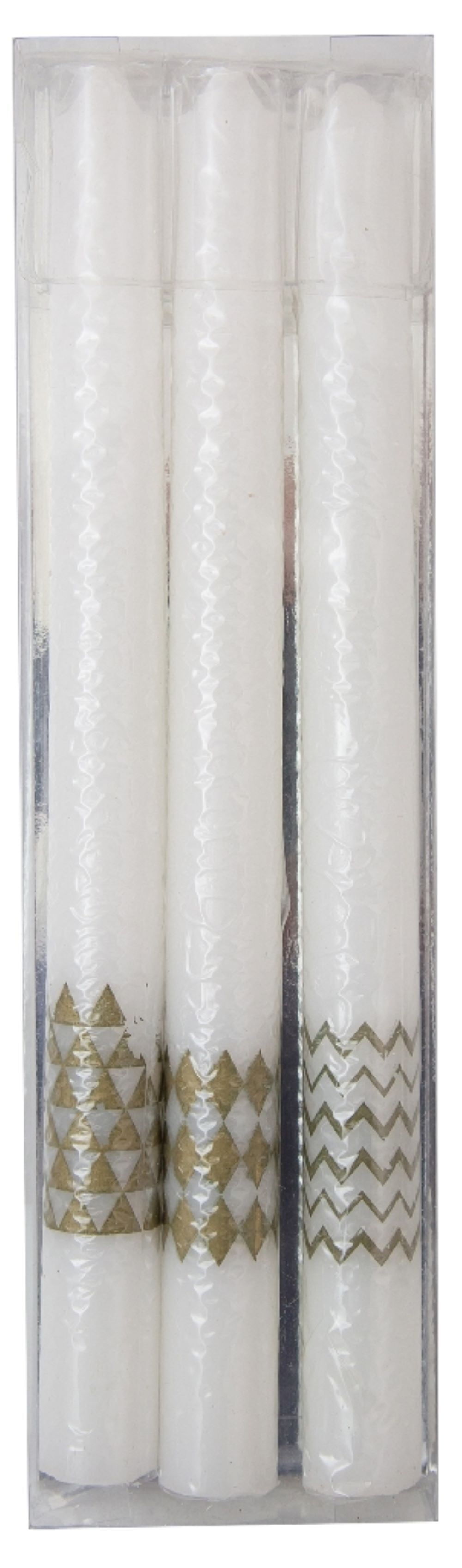 Gold-decorated torch candles - set of 3