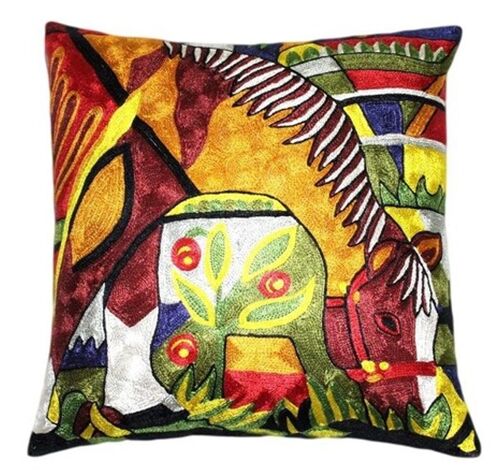 Picasso Carolina Marsh Tacky modern-accent hand-embroidered decorative Artwork pillow-cover / PC00001239897807