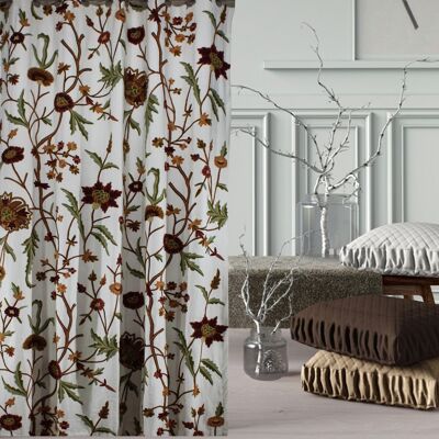 Bellissima tenda Crewel già foderata in cotone-anatra bianca come la neve - L 125 x goccia 182 cm + £ 46,92 Tripla piega + £ 40,00 / CC786ABC16-7