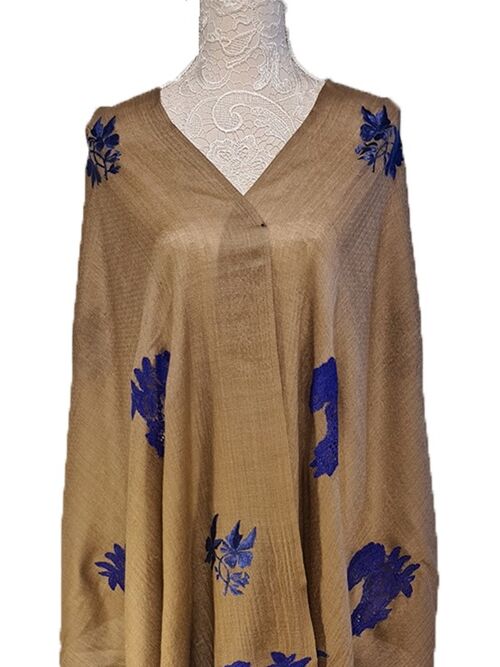 Elegant lavish cashmere pashmina Velvet Trimming Embroidery French lace scarf / CALAC0006