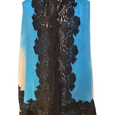 Impresionante bufanda de encaje francés Fabled Tye and Dye cashmere pashmina / CALAC0005