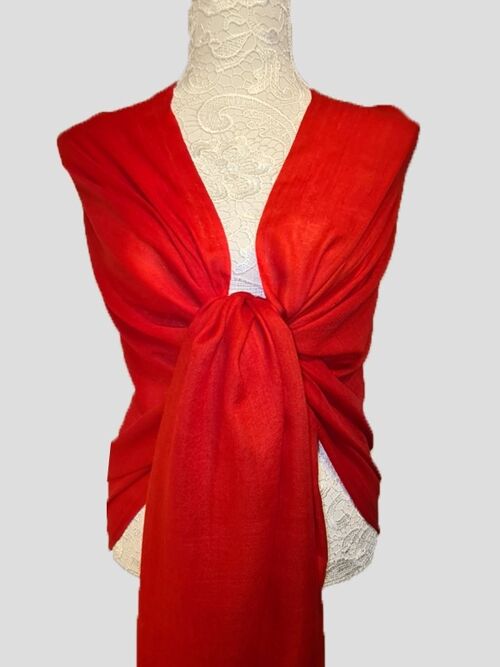 Delicate Carmine Red Handmade Cashmere Pashmina scarf / SP00014