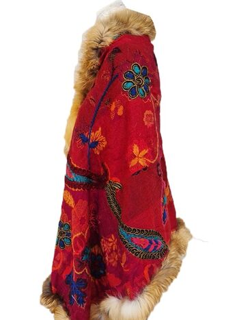 Paisleys tissés multicolores élégants Écharpe en fourrure de Pashmina rouge en cachemire faite à la main / SP00021 3