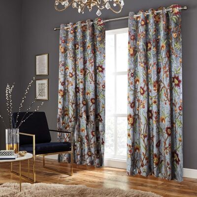 Magnifique Rideau Velours Crewel Gris ENTIÈREMENT DOUBLÉ - L 150 x Hauteur 137 cm + 29,32 € Oeillet + 10,00 € / CC786ABC13-3