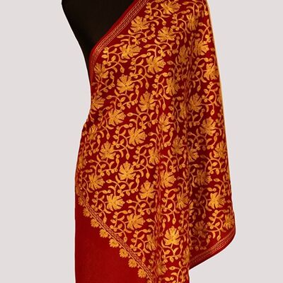 Sciarpa Superbe chef-d'œuvre rouge cramoisi et o cashmere pashmina / CAEMB0006