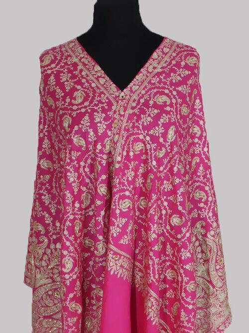 Pure Cashmere lavish pink handmade Swarovski Beads pashmina embroidery Pashmina scarf / CAEMB000222