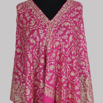 Pure Cashmere lavish pink handmade Swarovski Beads pashmina embroidery Pashmina scarf / CAEMB000222