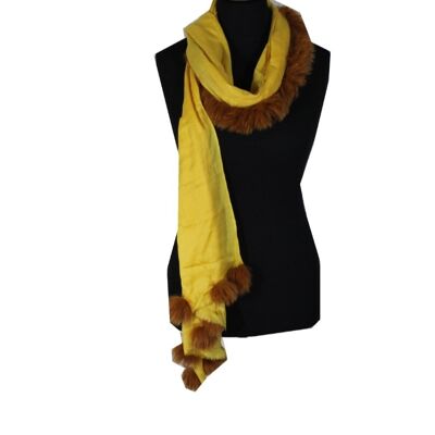 Delicata sciarpa in pelliccia di pashmina di cashmere fatta a mano giallo onice / SP0009-1