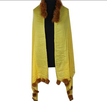 Écharpe en fourrure de Pashmina en cachemire jaune onyx délicate faite à la main / SP0009-1 4