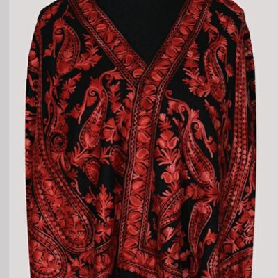 Beautiful black Tres Chic Regal Rococo Rouge antiquaires masterpiece cashmere shawl / CAEMB0051