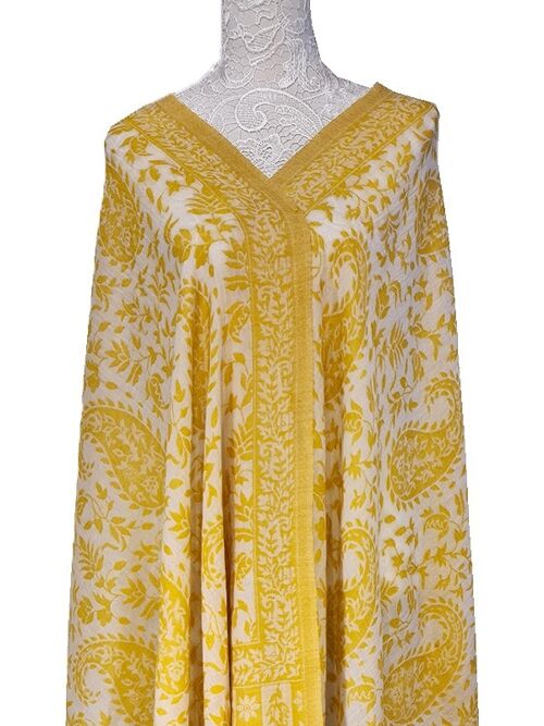 Elegant Lavish yellow Handmade Cashmere Pashmina Kani Scarf / CAS00018