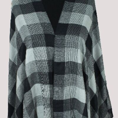 Plaid légendaire noir et blanc foulard homme pashmina en cachemire fait main / CAM0001