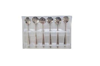 Cuilleres a gateaux fleur assorties argent - lot de 6 1