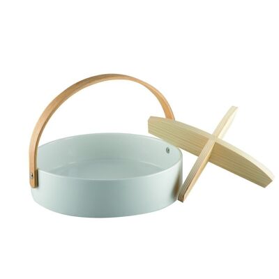 PORCELAIN AND BAMBOO APERITIF BASKET