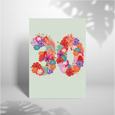 Feliz 30 cumpleaños floral