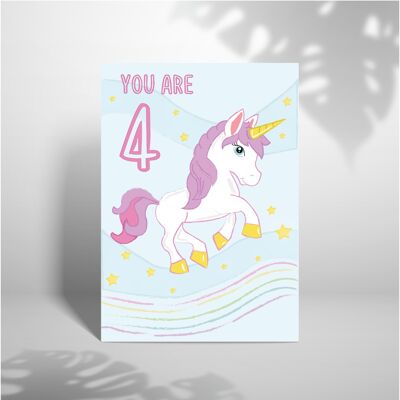 Feliz 4º cumpleaños Unicornio